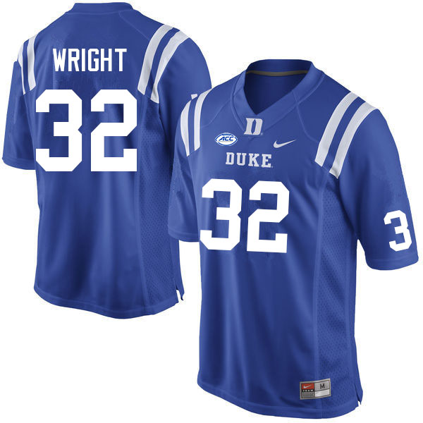 Duke Blue Devils #32 George Wright College Football Jerseys Sale-Blue